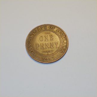 Vintage 1917 Australian King George V Penny Good Copper Coin