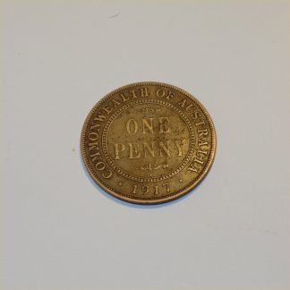 Vintage 1917 Australian King George V Penny Good Copper Coin GSC005