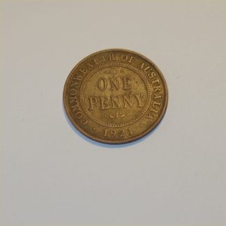 Vintage 1921 Australian King George V Penny Good Copper Coin GSC012