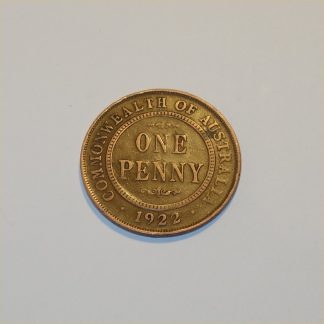 Vintage 1922 Australian King George V Penny Good Copper Coin