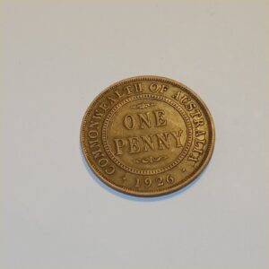 A Vintage 1926 Australian King George V Penny Good Copper Coin