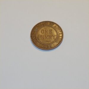 Vintage 1933 Australian King George V Penny Good Copper Coin
