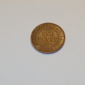 Vintage 1935 Australian King George V Penny Good Copper Coin GSC030