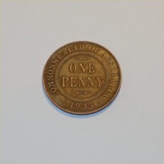 Vintage 1935 Australian King George V Penny Good Copper Coin GSC031