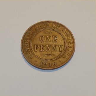 Vintage 1936 Australian King George V Penny Good Copper Coin GSC032