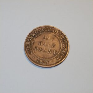 Vintage 1917 Australian King George V Half Penny Good Copper Coin GSC039