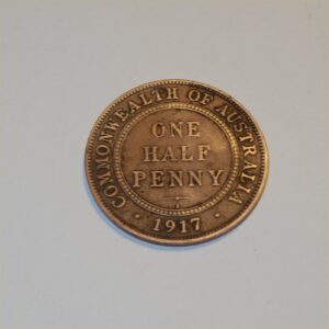 Vintage 1917 Australian King George V Half Penny Good Copper Coin GSC040