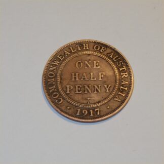 Vintage 1917 Australian King George V Half Penny Good Copper Coin GSC040