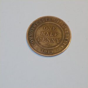 Vintage 1919 Australian King George V Half Penny Good Copper Coin GSC041