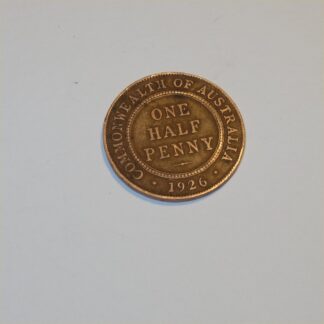 Vintage 1926 Australian King George V Half Penny Good Copper Coin GSC046