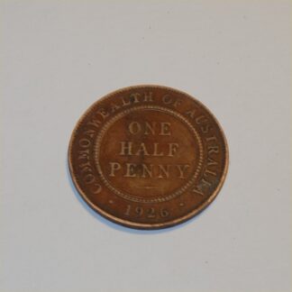Vintage 1926 Australian King George V Half Penny Good Copper Coin GSC047