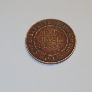 Vintage 1929 Australian King George V Half Penny Good Copper Coin GSC049