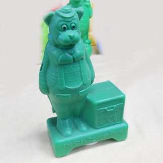 Savings Bank SA SBSA Fat Cat Treasure Chest Green Plastic Coin Money Box c1975