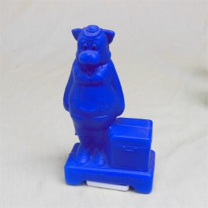 State Bank SA Fat Cat Treasure Chest Blue Plastic Coin Money Box c1975