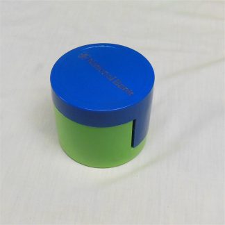 National Bank Harlequin 1970's Blue/Green Plastic Coin Money Box