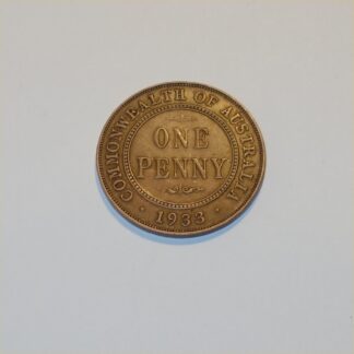 Vintage 1933 Australian King George V Penny Good Copper Coin GSC026