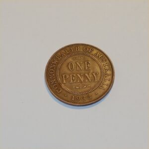 Vintage 1933 Australian King George V Penny Good Copper Coin GSC027