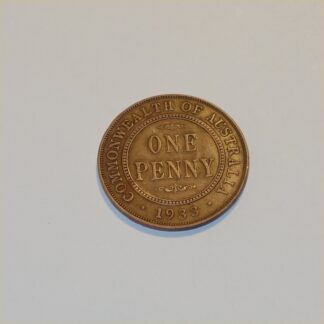 Vintage 1933 Australian King George V Penny Good Copper Coin GSC027